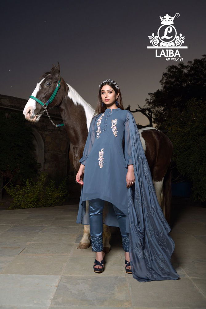 Laiba The Designer Studio Am 123 Georgette Designer Ready Made Suit Collection